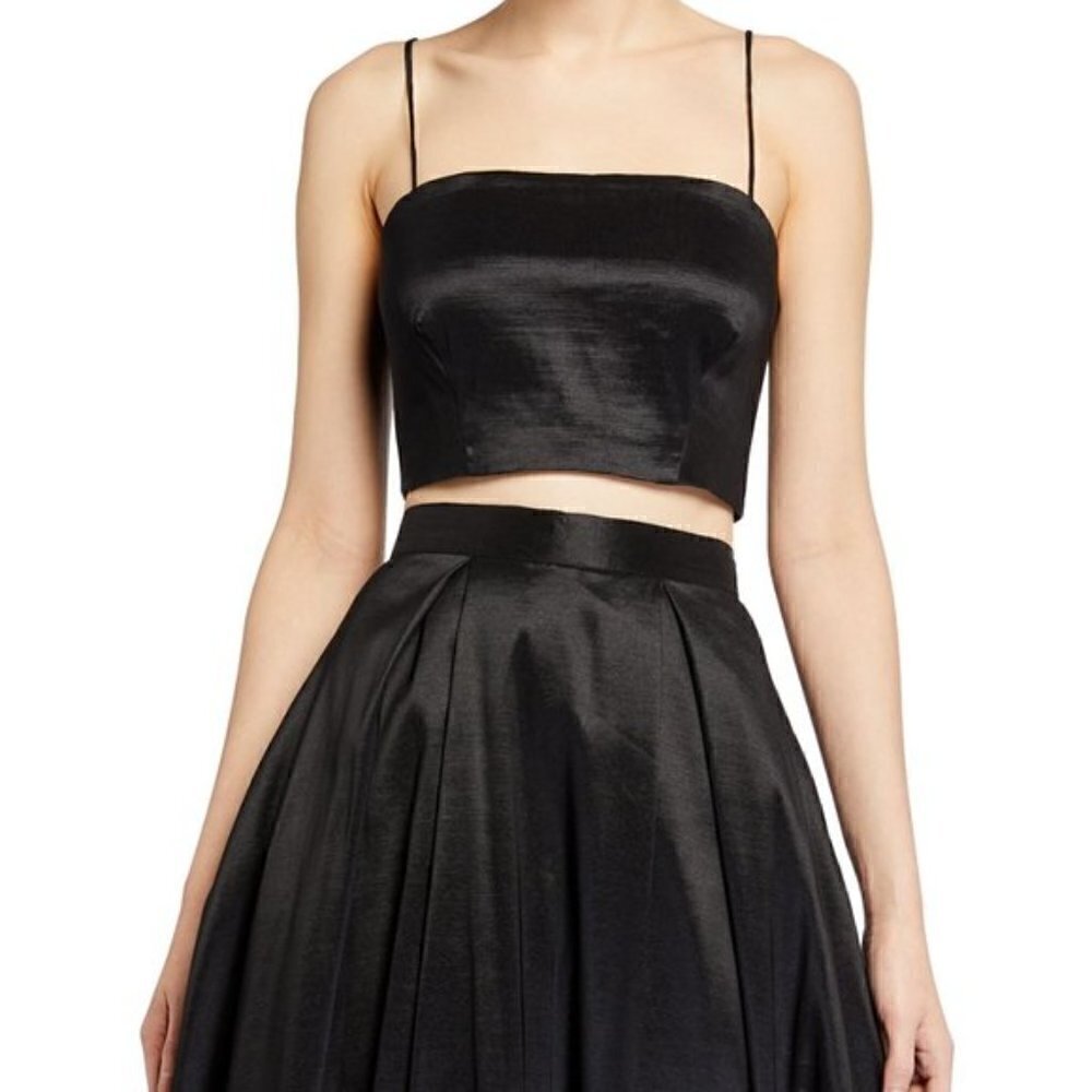 New Likely Rosaline Cropped Sateen Adjustable Straps Cami Top In Black NWT Sz M